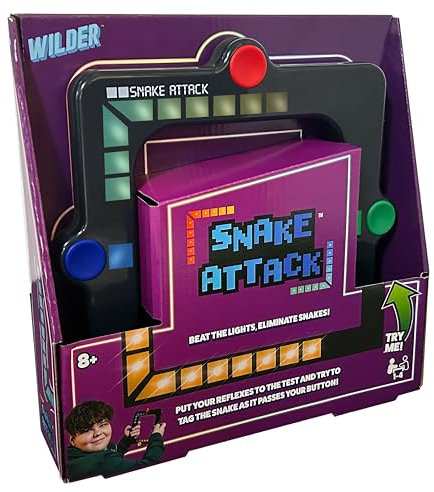 Snake Attack - Handheld Electronic Light up Game. 3 Game Play Modes. On the go fun! Addictive fidget toy!, Black