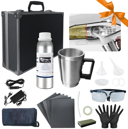 Nartov A 200ml Reparaturflüssigkeit,Scheinwerfer Polierset,Scheinwerfer Aufbereitung Set,Scheinwerfer Politur Reparaturwerkzeug, Scheinwerfer Bedampfen Set für Vergilbung