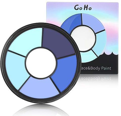Go Ho 6 Colors Blue Face Body Paint,Cream Washable Formula Face Painting for Halloween Cosplay,Body Paint FX Makeup Palette,Professional Face Paint Blue Makeup