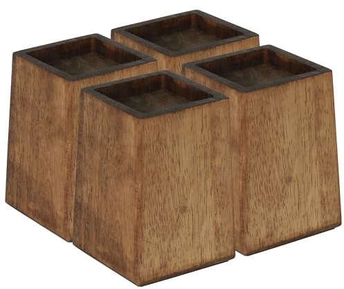 TQVAI Sänghöjare i trä 11 cm (inre 11 cm H), möbelhöjare stöder upp till 997 kg kraftig för soffbord, 4-pack bordsben stöd med halkfri gummidyna, retrobrun