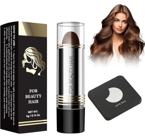 Craie Temporaire Pour Cheveux et Miroir pliant, Rouge À Lèvres Temporaire Teinture Pour Cheveux, facile à colorer, pour créer une coloration naturelle, Largement Applicable, brun foncé, shampoo3-6