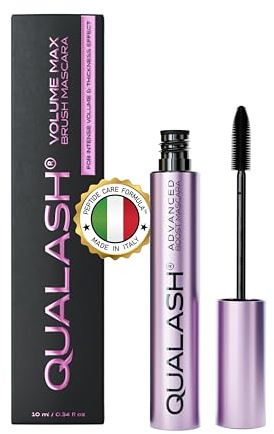 Mascara mit Wimpernserum-Effekt – QUALASH® Volume Max 10 ml – schwarze Wimperntusche für extremes Volumen, Länge & Schwung, pflegende vegane Mascara, empfohlen für rei ältereFrauen, ohne Verschmieren