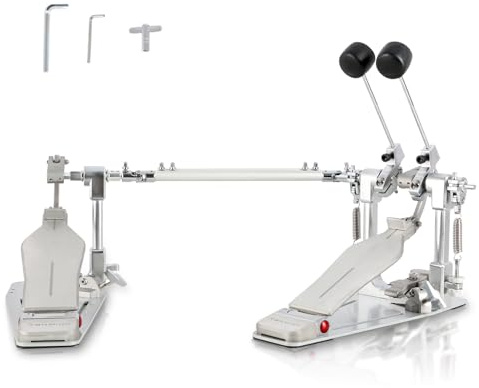 RANMING Double Bass Drum Pedals Direct Drive Bass Drum Pedal Kick Drum Pedal with Two-Sided Beater Non-Slip Footplate Upgrade Double Kick pedal Set for Drum Set and Electronic Drums Beginner Drummers