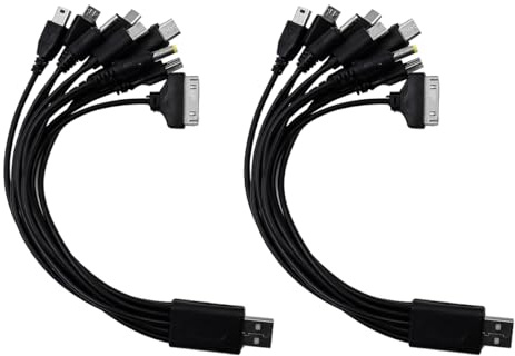 Nicear 2 st multiladdarkabel 10 i 1 universell USB-telefonladdare med adapter för förvaringsväska Universalladdare med flera huvuden Micro USB Typ C