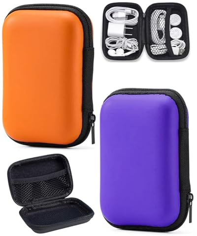 JUKOTA 2 Pezzi Custodia Carte da Gioco, Custodia Rigida Scatola Porta Carte da Gioco, Scatola Protettiva per Gioco di Carte per Cuffie Bluetooth, Protegge le Carte Dall'umidità(arancione + viola)