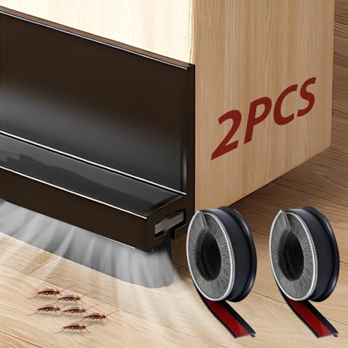 2 Piezas 100 × 3 cm Cepillo Puerta Entrada Negro, Cepillo de Burlete Puerta Exterior Adhesivo con Cepillo, Cortable Tür Zugluftstopper Bürste para Evitar Antipolvo Antiinsectos