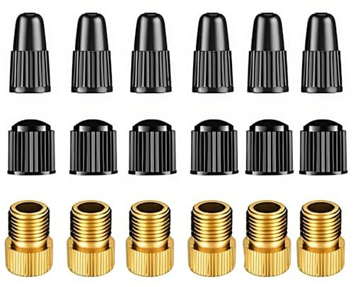 18PCS Bike Valve Adapter Kit, Convert Presta to Schrader Adapter for Bike, Compatible with Road/Mountain Bicycles Tyre Inflation Standard Pump or Air Compressor, Waterproof Cycling Adapter & Dust Caps