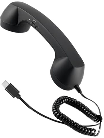 Retro telefonheadset | Retro mottagare med 3,5 mm uttag, trådlöst vintage telefonheadset, för videokonferenser, arbete bärbar dator, smartphone, kontor, skola, sovrum