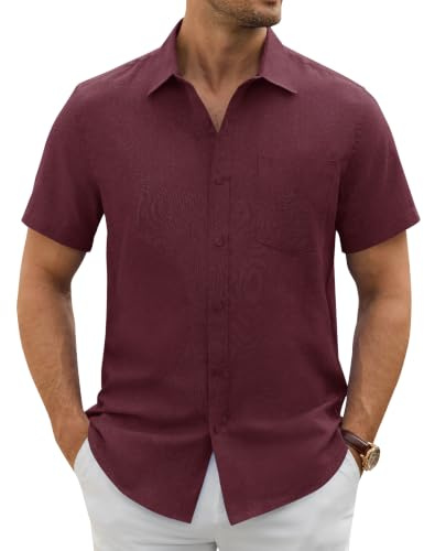siliteelon Mens Short Sleeved Shirts Smart Casual Regular Fit Oxford Shirt