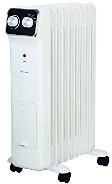 PUR LINE | Radiatore a olio da 2000 W, 9 elementi, termostato regolabile, 3 livelli di potenza - Radiatore a olio con umidificatore integrato e stendibiancheria