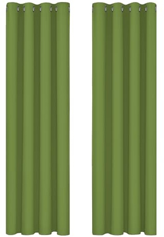 Deconovo Window Treatment Super Soft Solid Thermal Insulated Eyelet Bedroom Blackout Curtains for Kids Green 46x84 Inch 2 Panels