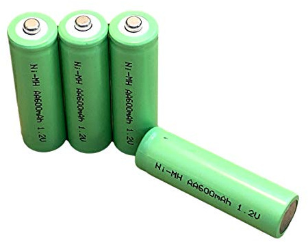 Dunamis 4pk AA Rechargeable Solar Light Batteries 1.2v NiMH AA 600mAh - Suitable for Outdoor Garden Solar Lights ……(4pk, AA 600mAh - Green Cell)
