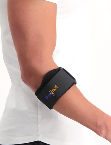 Dunimed Tennisarm Bandage - Universalgröße- Ellenbogenbandage - Golferarmbandage - Ellenbogen-Sportspange - Reduzierung der Unterarmmuskulatur-Belastung - Schwarz