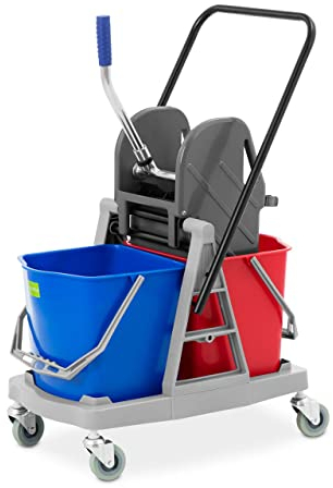 ulsonix UNICLEAN TWO34 Carro de fregar con prensa 2 cubos 2 x 17 L Cubo de fregar industrial Carro para fregar suelos Carro de fregar para hostelería Carro de limpieza profesional