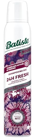 Batiste Shampoo Secco, 24 ore Fresh, rinfresca i capelli e dona volume, si attiva al tatto, profumo di freschezza per 24 ore, assorbe il sebo in eccesso, senza residui, senza risciacquo, 200 ml