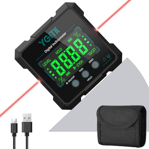 Digital Angle Finder, Laser 4-Side, Magnetic Digital Angle Gauge/Level Box