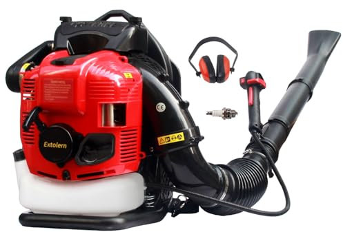 Extolern Soffiatore A Benzina A Zaino Per La Casa E Il Giardino,Cilindrata 75.6cc,Velocità Di Soffiaggio 360 Km/H, Soffiatore A Benzina A 4 Tempi, Spazzaneve Per Terrazze E Giardini