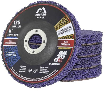 Merryland CSD Scheibe 125 Farbe Rost für Winkelschleifer, 125mm Lila Reinigungsscheibe Entroster Scheibe Metall Edelstahl Stahl Grobreinigungsscheibe Grobschleifscheibe 5 Stück, Bravo-Line SB208114-05