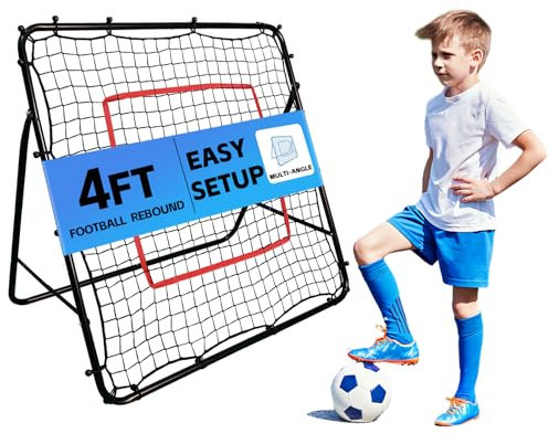 Kapler Fußball Rebounder 120 x120cm: Robuste Rückprallwand Stufenlos Verstellbar für Pass und Schusstraining Indoor und Outdoor Geeignet