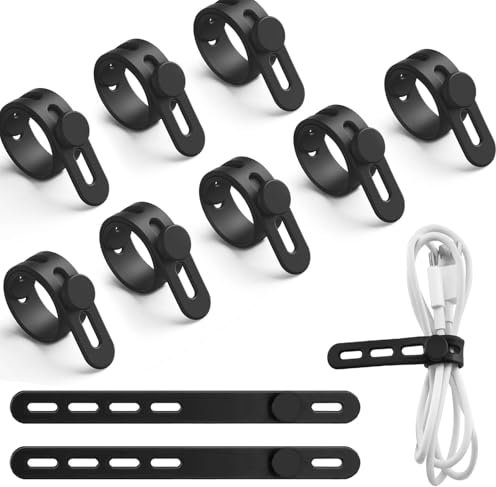 20 Piezas Bridas Cables de Silicona, Bridas Reutilizables, Bridas Cables Ajustables, Organizador CablesTies Reutilizables, Organizador de Cables para Oficina, Hogar, Jardín y Más