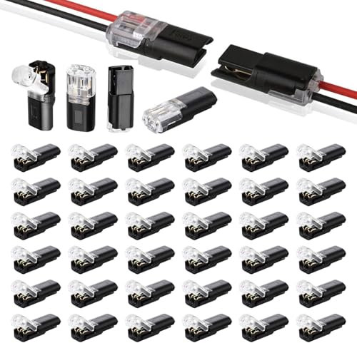 Srvauyea 40 Pezzi Connettori Elettrici Rapidi 12V, 18-22AWG Connettore Elettrico Rapidi, Connettori per Auto a 2 Poli, Morsetti Elettrici 2 Pin, Elettrici Terminali del Connettore Senza Spelatura