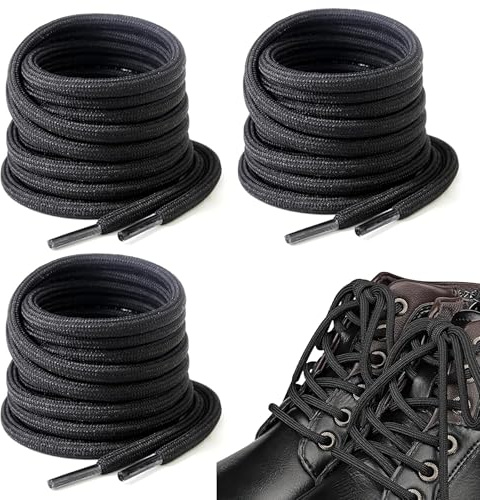 Lacci Rotondi per Scarponi [3 Paia], Stringhe Scarpe Resistenti per Stivali da Passeggio, Lacci ø4 mm per Scarpe da Lavoro, per Sneakers, Scarpe da Ginnastica e Scarpe Sportive, 130cm