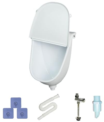 Urinal Exterior,Desviador De Montado En La Pared Para Hombres - Urinario De Descarga Y Tapa Para Garaje Patio Exterior Autocaravana Baño Aseo Niños Chicos Hombres