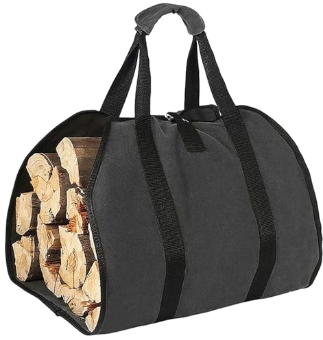 Borsa multifunzionale for il trasporto della legna da ardere all'aperto, borsa portatile for la registrazione, for conservazione, for degli attrezzi campeggio Sacchetto di stoccaggio legna(Black)