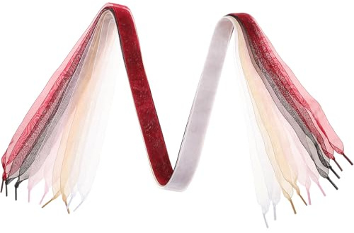 Genérico Cordones de Cinta Plana de Organza para Zapatos Casuales, 5 Cordones de 120 CM en Colores Surtidos, Ideales para Zapatillas de Deporte