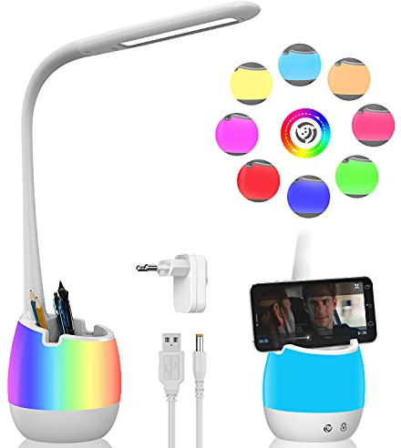 ERAY Lámpara Escritorio LED Infantil, Flexo de Escritorio Juveniles con Batería Recargable 2000mAh/Puerto USB/Luz Nocturna, 3 Modos y 3 Niveles de Brillo, Idea Para Los Niños Estudien