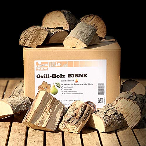 Landree® BBQ Grillholz Birne 3,5KG – die (saubere) Alternative zu Holzkohle oder Grillbriketts - sicher - ökologisch – aromaintensiv vom Holzhof aus Schleswig-Holstein