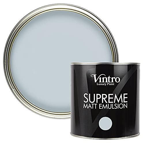 Vintro | Luxury Matt Emulsion | Blue-Grey | Smooth Chalky Finish | Multi Surface Paint | for Walls, Ceilings, Wood and Metal 2.5L (Aurora)