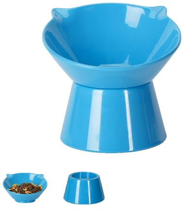 Detachable Elevated Cat Bowls, 15° Tilted Raised Cat Food Bowl Anti-Vomiting,Whisker Friendly, Adjustable Cat Dishes for Protecting Spine,Adult Kitten