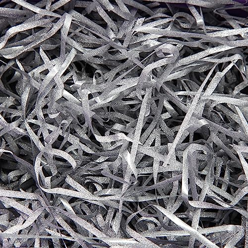 Lyaor 100 Grammi Carta Velina Tagliuzzata Glitterata Decoro Carta Rafia Erba di Pasqua Riempimento per Confezione di Regalo Cestino Riempimento per Compleanno/Matrimonio/San Valentino/Festa - Argento