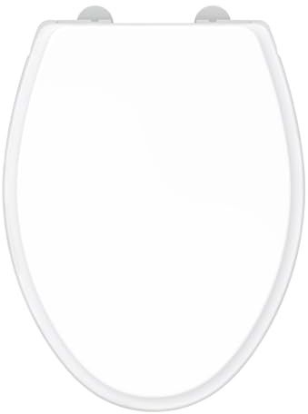 Gerber Soft-Close Elongated Toilet Seat with Two Button Quick-Release, Top-Mount Installation, Non-Slip Bumpers, and Cover, Heavy-Duty Plastic, White, GC550130