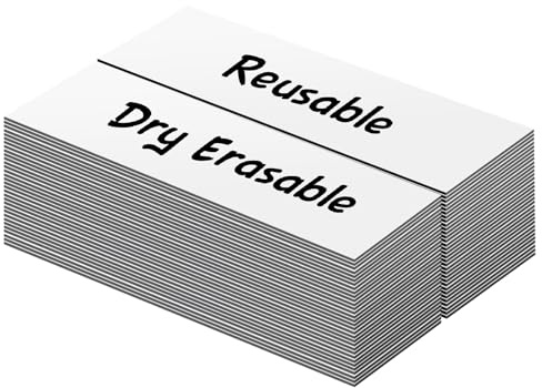 LLPT Trocken Abwischbare Magnetische Etiketten | 50 Stück Weiß | 2.5CM x 7.6CM | Leere Beschreibbare Magnetaufkleber, Wiederverwendbar | für Schreibtisch, DIY, Whiteboard (DML1030WT)