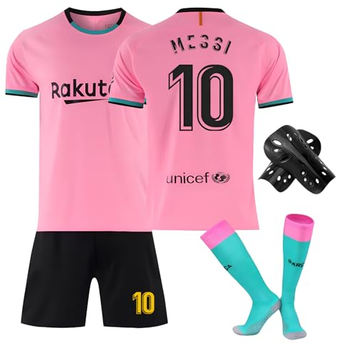 Pardofelis Trikot für Kinder Set, Fussball Trikot Kinder, Outdoor Football Jersey Trikots, Fußball T-Shirt Shorts Socken und Schienbeinschoner für Junge (Rosa, 140-150)
