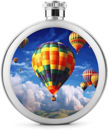 Stainless Steel Flask for Liquor,Hot Air Balloons Print Classic Spirit Flask,travel Flask,wine Flasks,5 Oz Pocket Flask