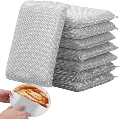 8pcs Scouring Pads,Non Scratch Scrubbing Metal Scourer, Soap Dispensing Dish Brush,Dishwashing Cleaning Products,Magic Eraser Sponge,Dual-sided Scrub Sponges, Detachable Sponge Refills For Kitchen