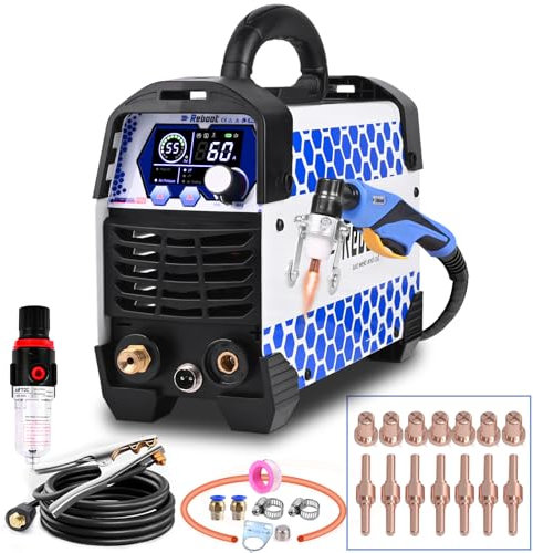 Reboot Cortador de plasma 60 A Touch Arc Inverter IGBT 240 V Máquina de corte de plasma digital, PT-31 Guía de rodillos con ruedas dobles Easy Cut Potente, Upgrade RBC6000 PRO