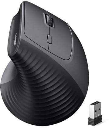 UGREEN 2.4G & Bluetooth Maus Kabellos Vertikale Ergonomische Maus für Windows/Mac OS uzw, 1000/1600/2000/4000 DPI, 6 Tasten (2.4G+BT 5.4)