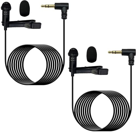 MICMXMO Set med 2 mikrofoner Lavalier Lapel Mic för DJI MIC 2 trådlösa mikrofoner, för Rode Wireless GO II 2 Pro, 3,5 mm TRS rundstrålande Clipser för Youtube Live Stream Vloggar