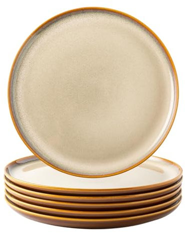 LeRatio Set di piatti piani da 6-27 cm in ceramica resistente ai graffi, lavabili in lavastoviglie e adatti al microonde, piatti da dessert/pasta/insalata, cappuccino