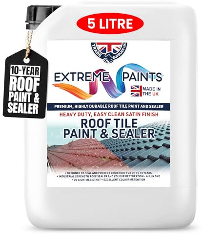TRADE SUPPLIES UK - Extreme Roof Tile Paint & Sealer - Durable Acrylic Formula, Restores, Protects, Seals Roof Tiles, UV Resistant - Terracotta, 5L