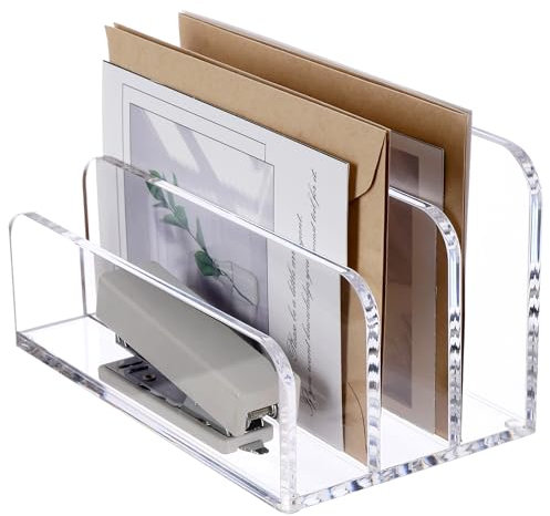 SANRUI Briefhalter Ablagefächer aus Acryl, Schreibtisch Briefablage für Büro Hause Schule, HBT:10,1 x 17,5 x10,1 cm Ablagesystem Schreibtisch