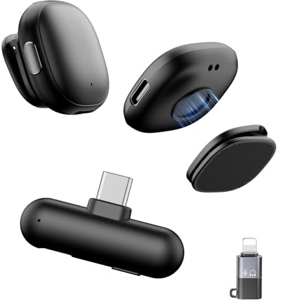 Wireless Lavalier Microphone for iPhone,AI Noise Cancelling,Lapel Mics with USB-C/Lightning Plug,Magnetic Mic,40H Battery Life for iPhone17/16/15/Android/PC/Tablet,Case for Stream,Vlog,TikTok,YouTube