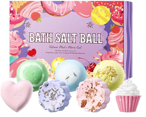 da bagno rilassanti, 7 pezzi di sale da bagno biologici naturali per bambini, per donne, bambini, compleanni, Natale, San, festa della mamma, vasca da bagno, spa, relax