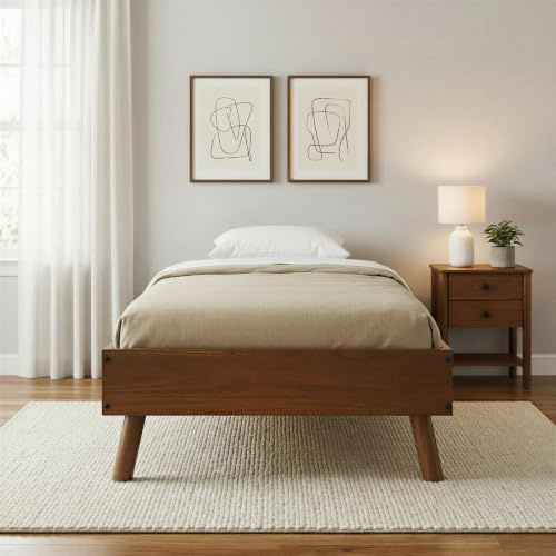 IDIMEX Lit futon Karri Simple, 90 x 200 cm, 1 Place, en Bois Massif Coloris châtaignier, Robuste idéal pour futon ou Matelas 90 x 200 cm avec Barre Centrale et 4 Pieds Coniques de Soutien