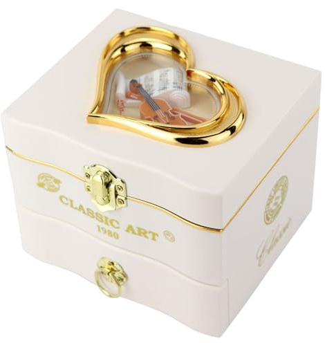 Licsaliwe Boîte à bijoux musicale pour filles, boîte à musique ballerine dansante avec miroir et tiroir pour cadeaux de vacances d'anniversaire