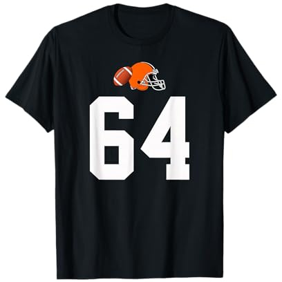 Americano Fútbol Casco Estilo Vintage Número 64 Camiseta